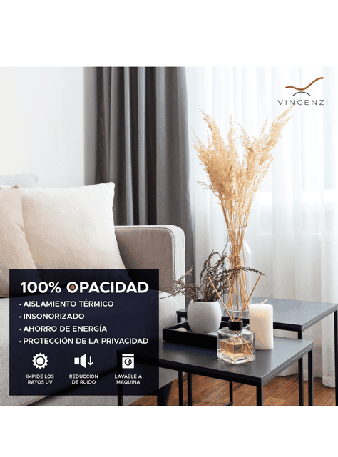 Cortina de Tela Blackout Gris Vincenzi 140x220-3