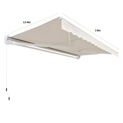 Toldo con brazo retractil Terrazas 3x2.5 Mts Blanco-1