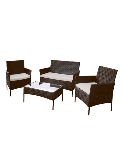Set Juego De Terraza 4pcs Mesa Sillas Sillon Rattan Vincenzi-0