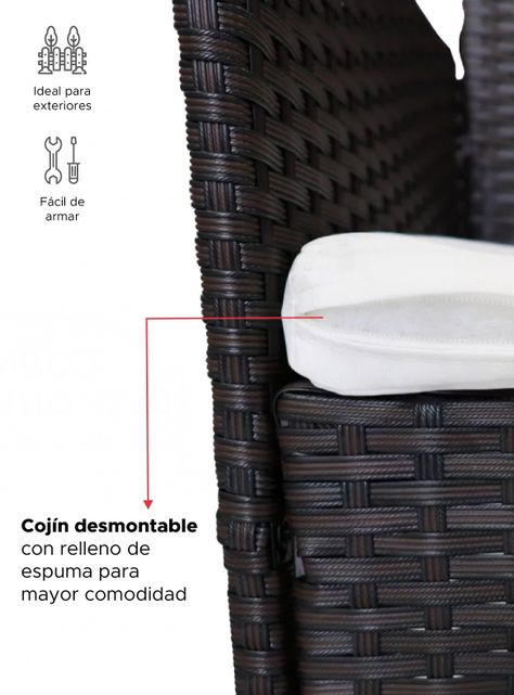 Set Juego De Terraza 4pcs Mesa Sillas Sillon Rattan Vincenzi-7