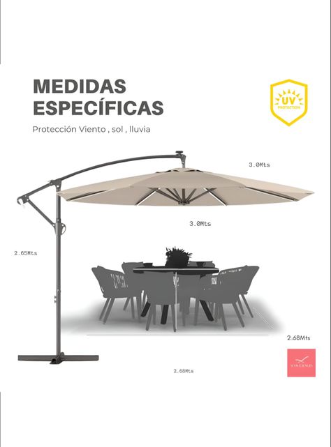 Quitasol sombrilla lateral terraza 3x3 panel solar luz led Beige-1