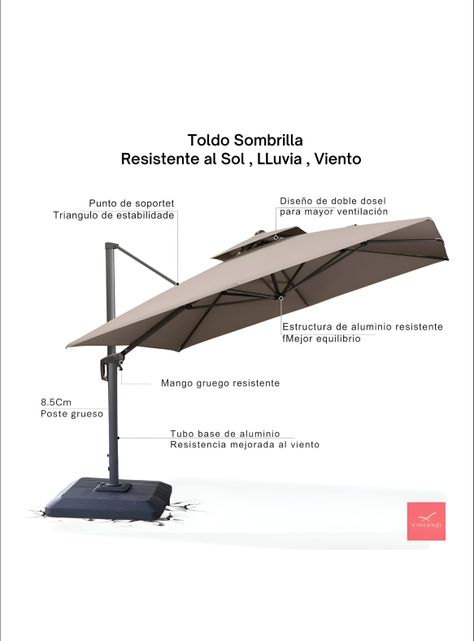 Quitasol Lateral 360 Khaki-3