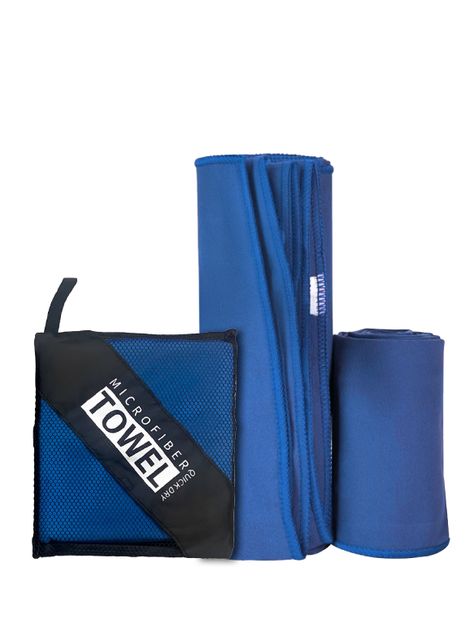 Toallas Microfibra Grande Secado Rápido Pack + Estuche Azul K-fit-0