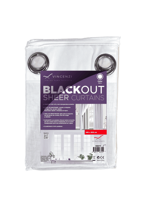 Cortina de Tela Blackout Blanca + Velo Vincenzi 140x220-1