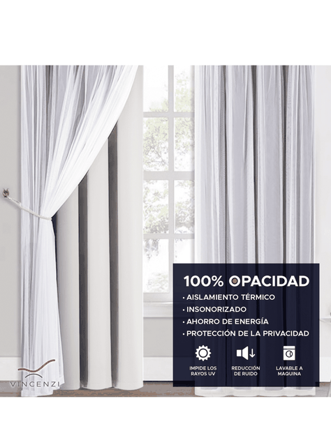 Cortina de Tela Blackout Blanca + Velo Vincenzi 140x220-3