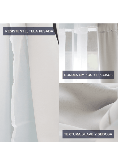 Cortina de Tela Blackout Blanca + Velo Vincenzi 140x220-4