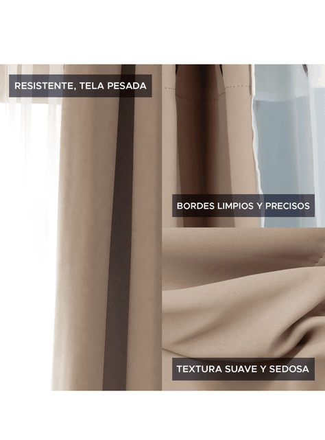 Cortina de Tela Blackout Beige + Velo Vincenzi 140x220-4