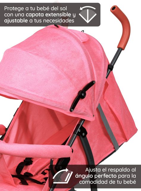 Coche Paragua Paseo Bebe Plegable Niño Niña Rosado-3