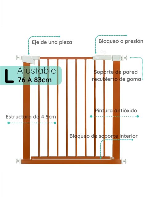 Reja de Seguridad escalera puerta bebés y mascotas café-1