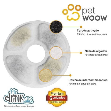 Pack 6 filtros para dispensador de agua-1