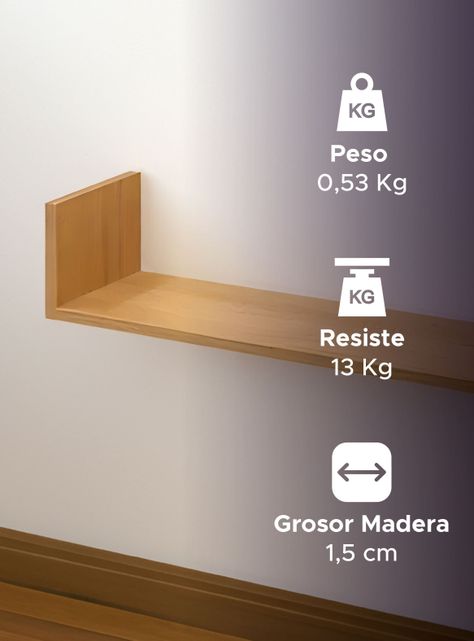 Soporte Y Repisa De Madera Para Pared Con Fijación Invisible-2