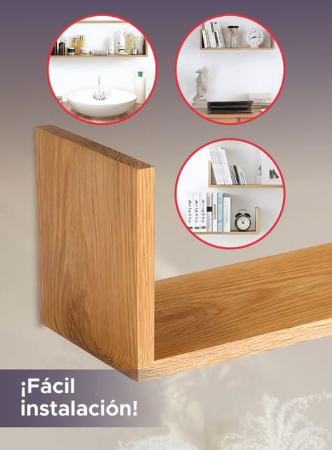 Soporte Y Repisa De Madera Para Pared Con Fijación Invisible-3
