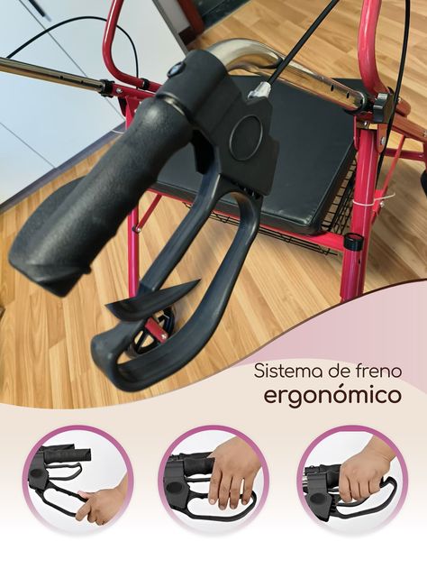 Andador Ortopédico Roller 4 Ruedas Adulto Mayor Rojo Acqui-2