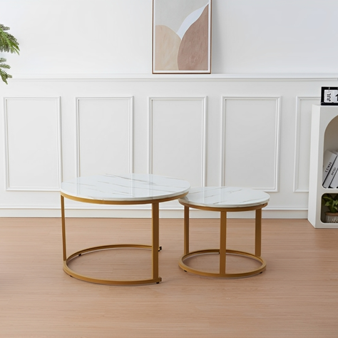 Mesa de Centro Minimalista duo estilo madera brillante y base negro-5