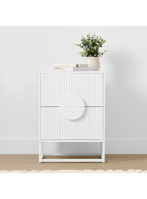 Velador Lumière 2 Cajones amplios estilo moderno blanco-1