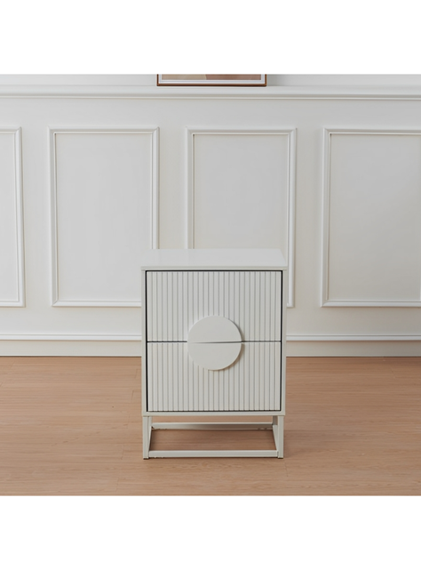 Velador Lumière 2 Cajones amplios estilo moderno blanco-4