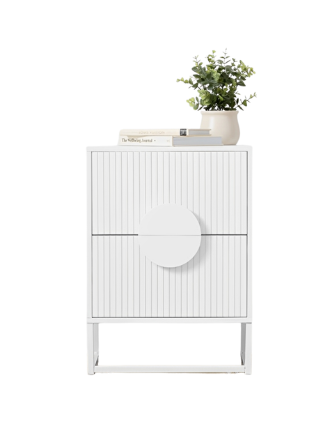 Velador Lumière 2 Cajones amplios estilo moderno blanco-5