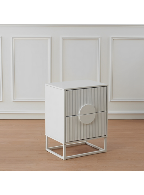 Velador Lumière 2 Cajones amplios estilo moderno blanco-6