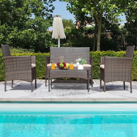 juego de terraza  woven living de rattan cafe -1