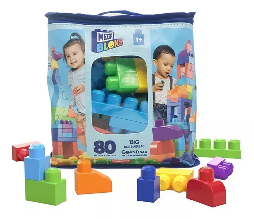 GRAN BOLSA BLOQUES DE CONSTRUCCION CLASICA -  MEGA BLOKS 80 PIEZAS --0