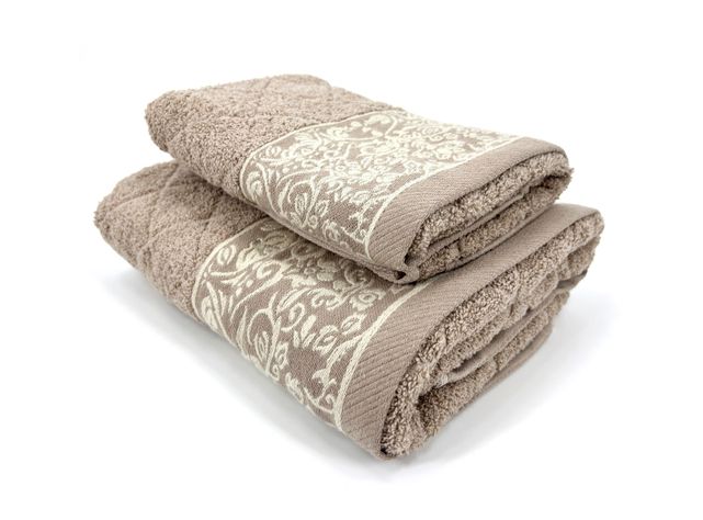 JUEGO TOALLA ANDES 2 PIEZAS FLORES BEIGE-2