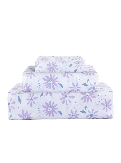 SABANA ANDES MICROFIBRA ESTAMPADA HOJA LILA 2 PLAZA-2