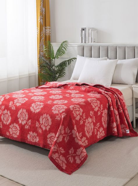 FRAZADAS ANDES CLASSIC JACQUARD ROJO 2 PLAZAS-0