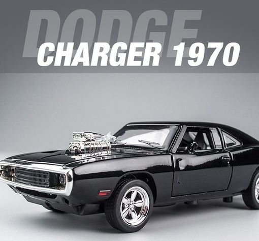 Vehículo de colección Dodge Charger 1970 FF auto color negro-3