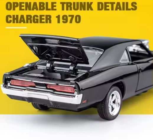 Vehículo de colección Dodge Charger 1970 FF auto color negro-6