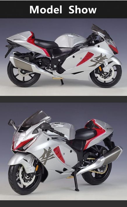 Moto Suzuki Hayabusa 2022 Escala 1:12 Color Plateado-3