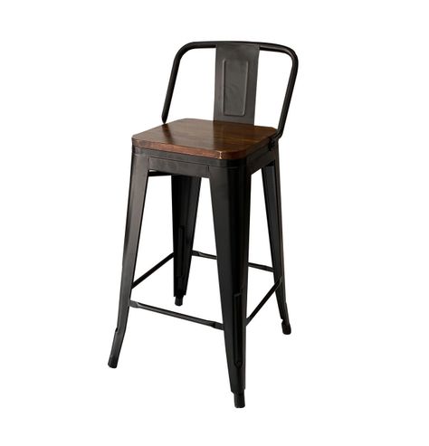 TABURETE O PISO TOLIX CON ASIENTO DE MADERA 77CM-2