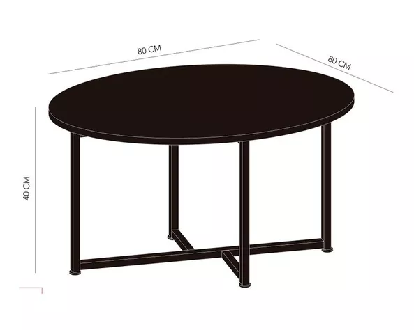 Mesa de Centro Natural 80cm Redonda -3