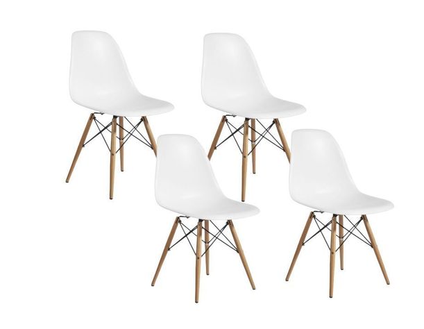 PACK 4 SILLAS EAMES BASE METAL MADERA ASIENTO RESISTENTE-0