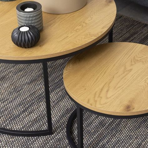 MESA DE CENTRO TIPO NIDO SIMIL MADERA CON BASE DE HIERRO-3