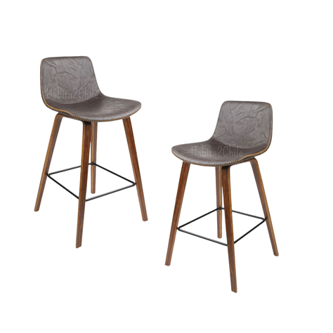 PACK 2 TABURETE PISO CON SILLA DE CUERO Y PATAS DE MADERA-5