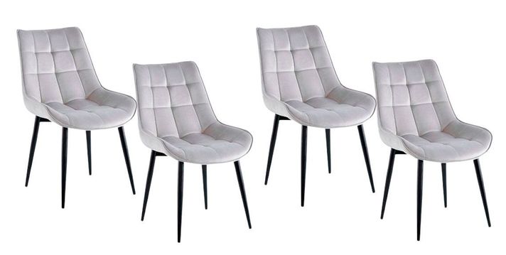 PACK 4 SILLAS DE COMEDOR ACOLCHADO FELPA PATAS NEGRAS CUADRO -0