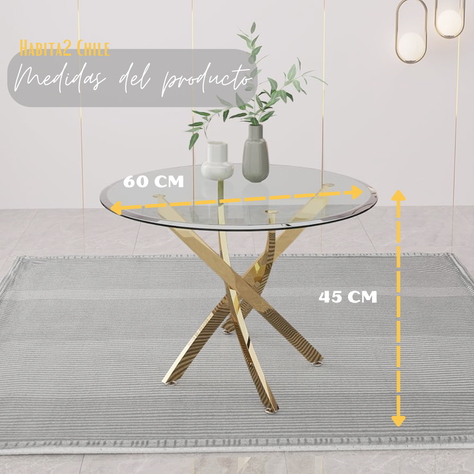MESA DE CENTRO DUBAI BASE DORADA 60CM TOPE VIDRIO-1