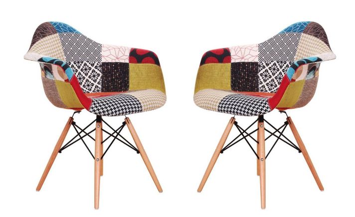 PACK 2 SITIAL BUTACA PATCHWORK CON PATAS TIPO EAMES-0