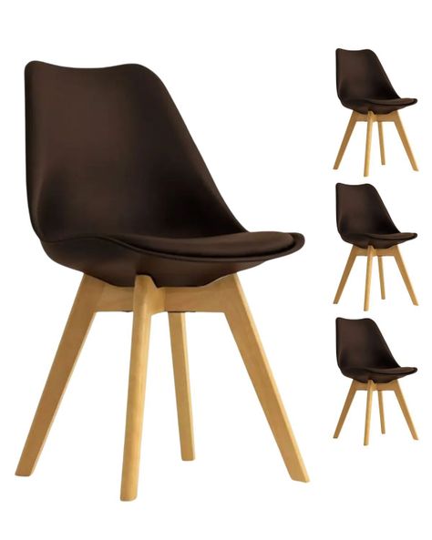 PACK 4 SILLAS DE COMEDOR TULIP FELPA TAPIZ TERCIOPELO BASE MADERA-0