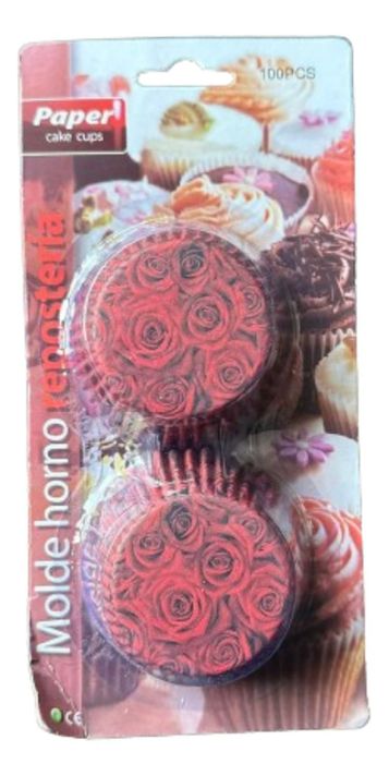 Capsulas Cupcake Diseño H Rosas 100 Un-0