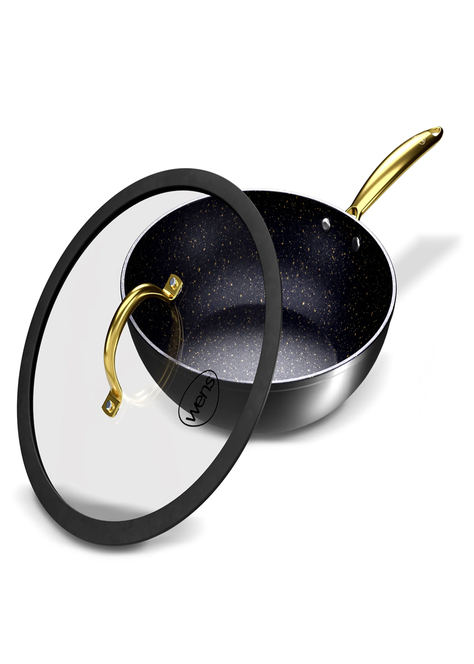 Wok Antiadherente con Tapa 28 cm Aluminio Forjado Golden Series Wens-1