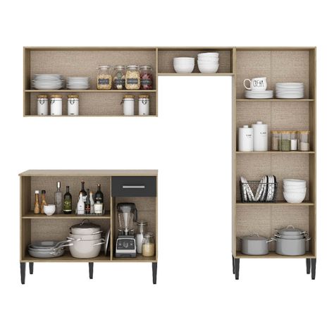 Mueble De Cocina Arizona 4 Módulos Negro-Oak-3
