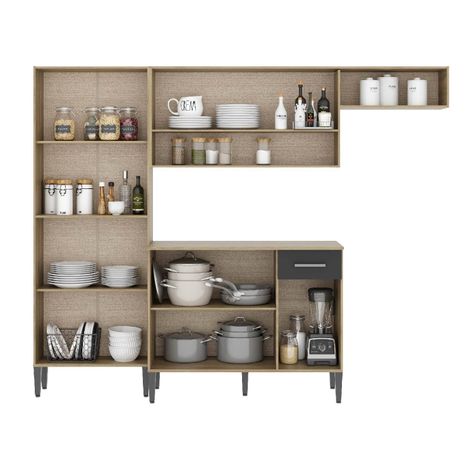 Mueble De Cocina Arizona 4 Módulos Negro-Oak-4