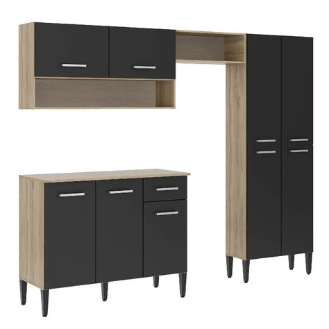 Mueble De Cocina Arizona 4 Módulos Negro-Oak-0