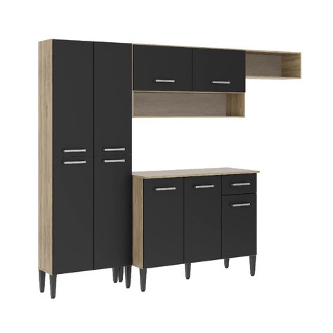Mueble De Cocina Arizona 4 Módulos Negro-Oak-1