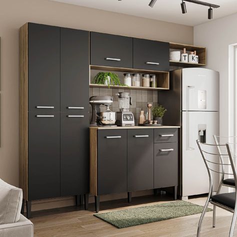 Mueble De Cocina Arizona 4 Módulos Negro-Oak-5