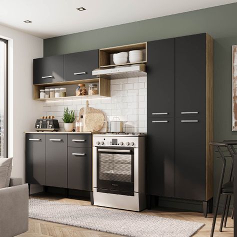 Mueble De Cocina Arizona 4 Módulos Negro-Oak-6