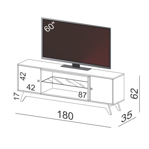 Rack Ulmo TV 75" 2 Puertas Blanco-Roble-4
