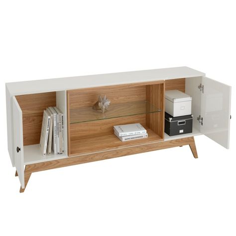 Rack Ulmo TV 75" 2 Puertas Blanco-Roble-3