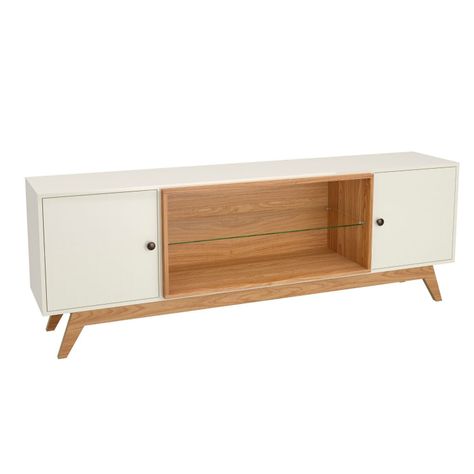 Rack Ulmo TV 75" 2 Puertas Blanco-Roble-2